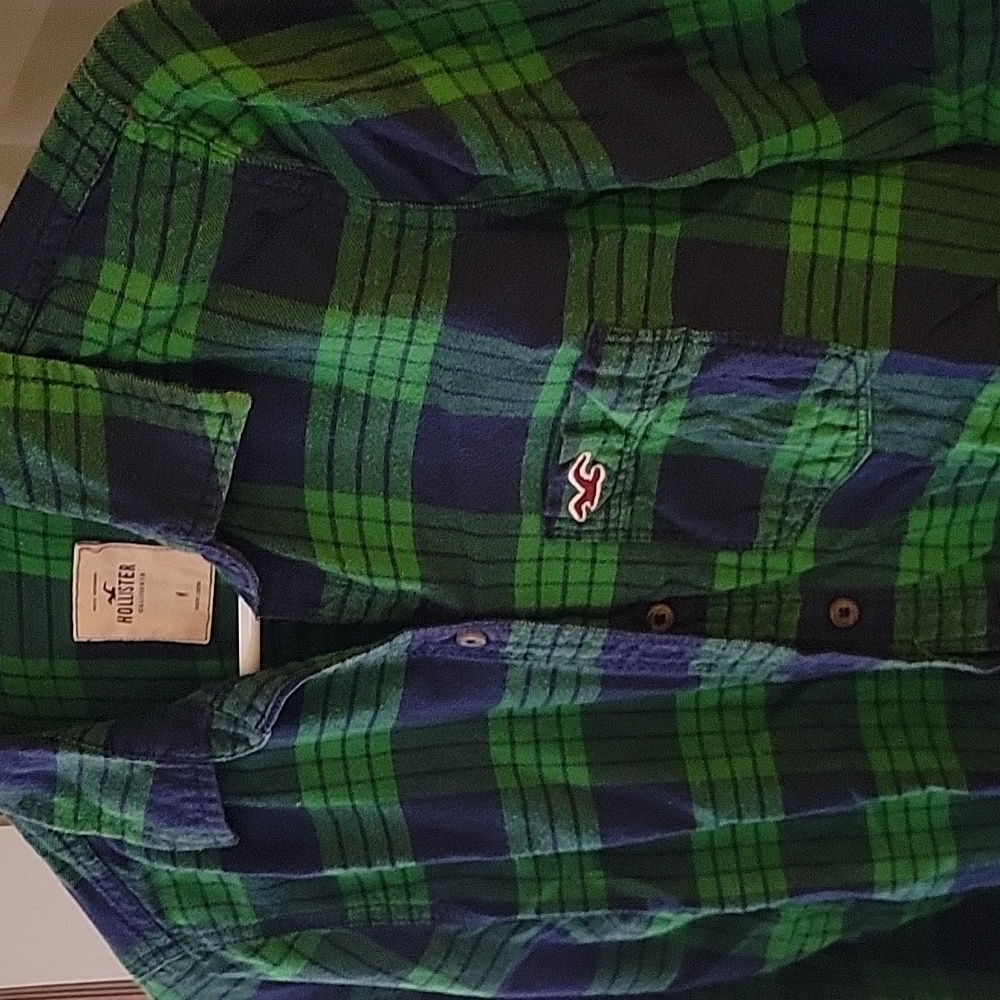 Green Navy Hollister Flannel